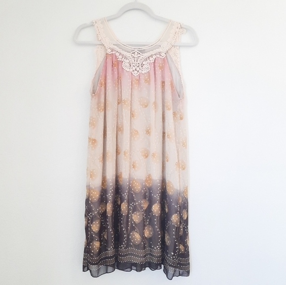 Ultra Pink Boho Lace Crochet Mini Dress S - Picture 1 of 7